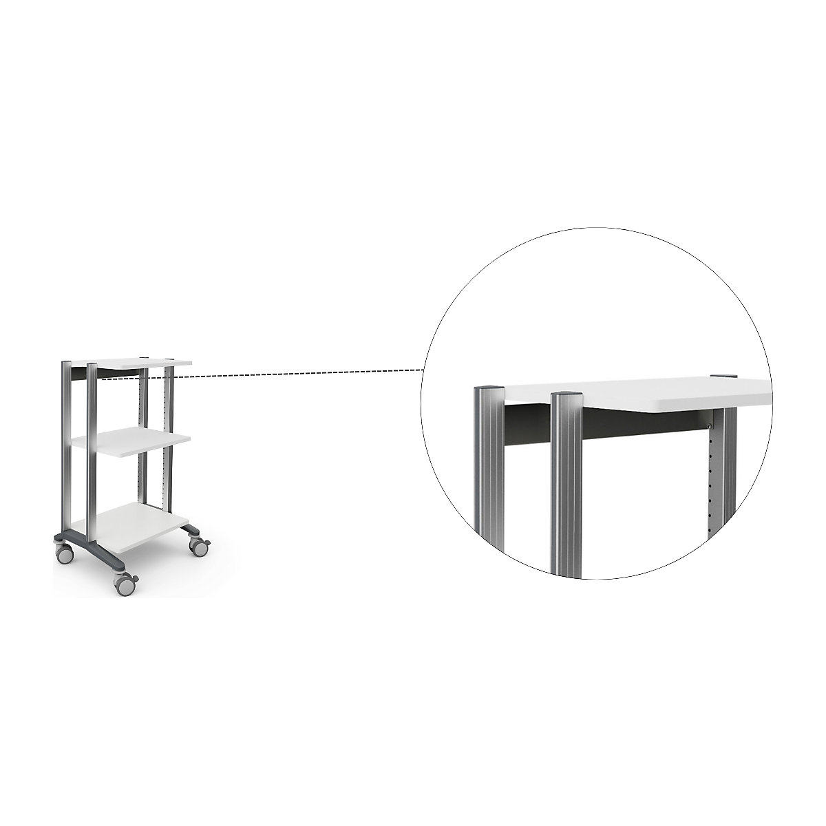 Carrello per apparecchiature mediche doppio (Foto prodotto 5)-4