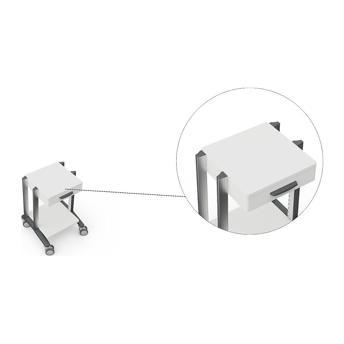 Carrello per apparecchiature mediche doppio (Foto prodotto 6)-5