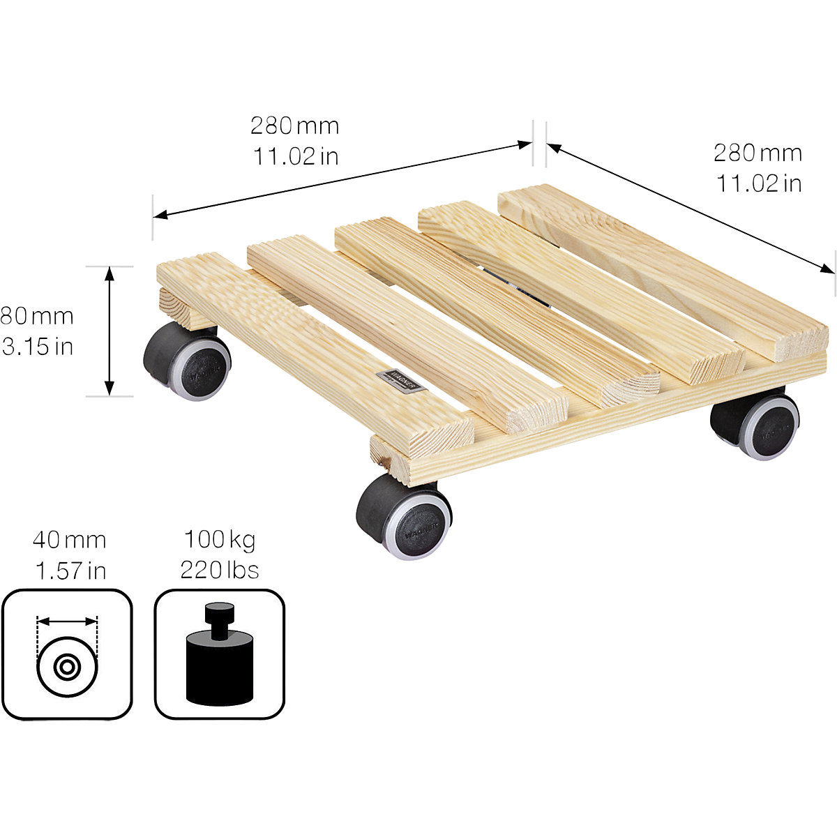 Carrello portavasi in legno NATURE – Wagner (Foto prodotto 2)-1