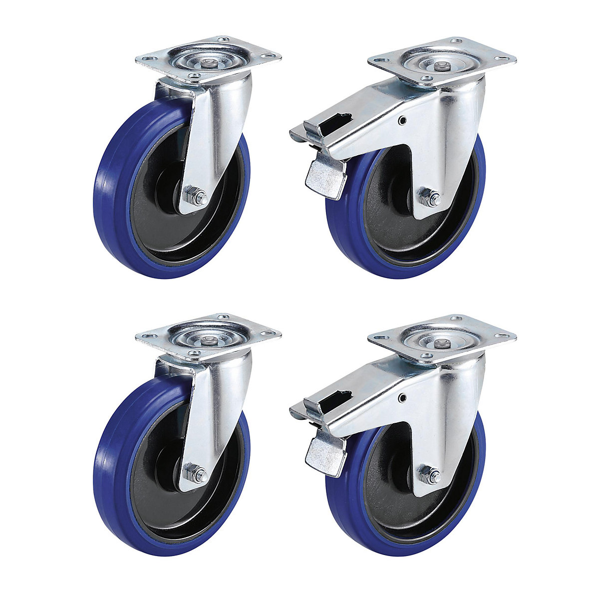 Set di ruote in gomma elastica su cerchioni in plastica - Proroll