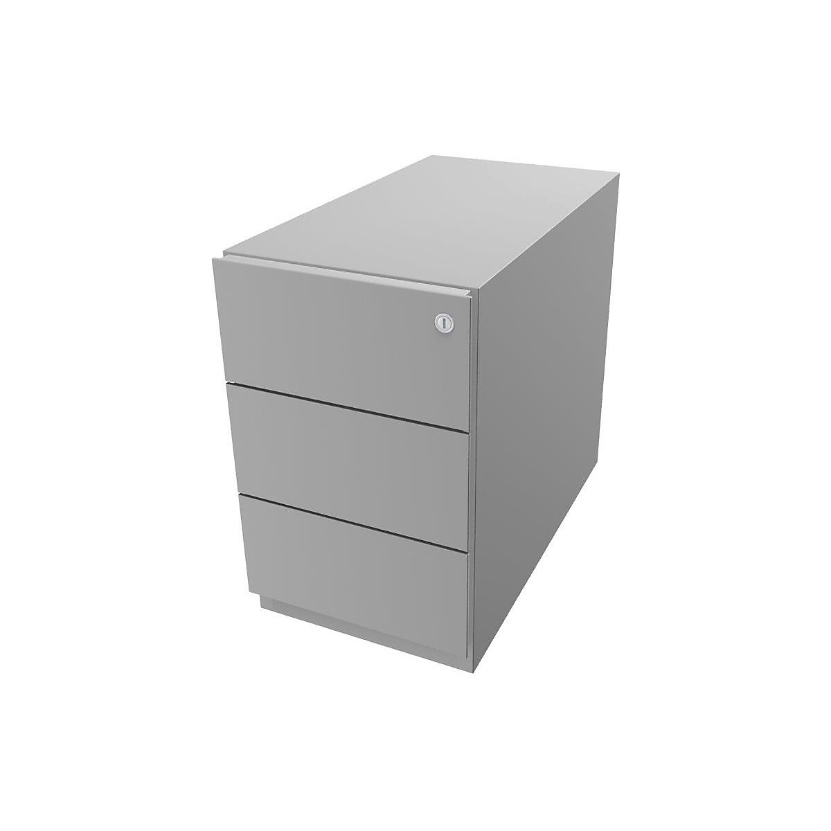Cassettiera con rotelle Note™, con 3 cassetti universali – BISLEY, alt. x largh. x prof. 495 x 300 x 565 mm, con maniglia a listello, grigio chiaro-3