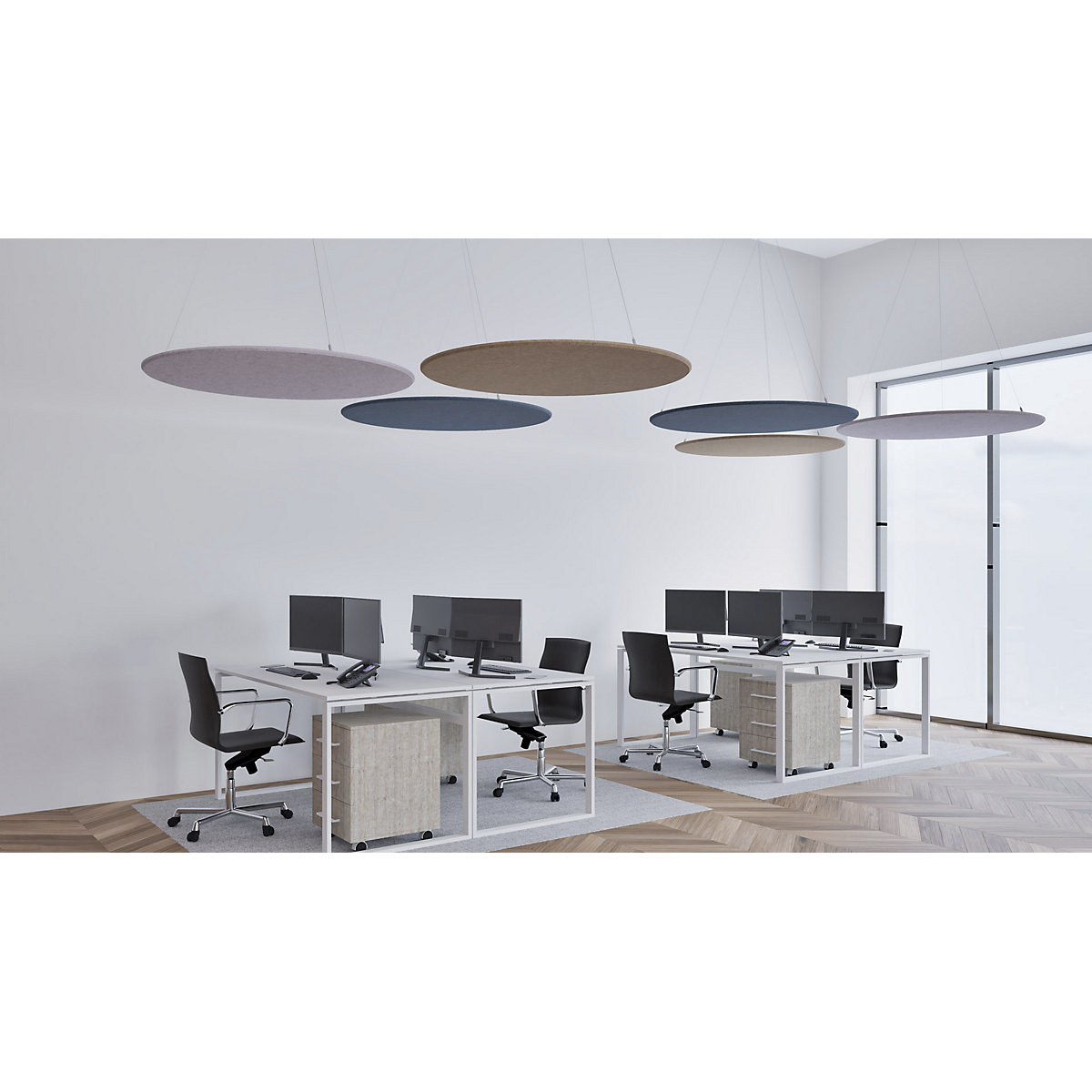 Pannello fonoassorbente da soffitto, feltro PET – eurokraft basic (Foto prodotto 11)-10