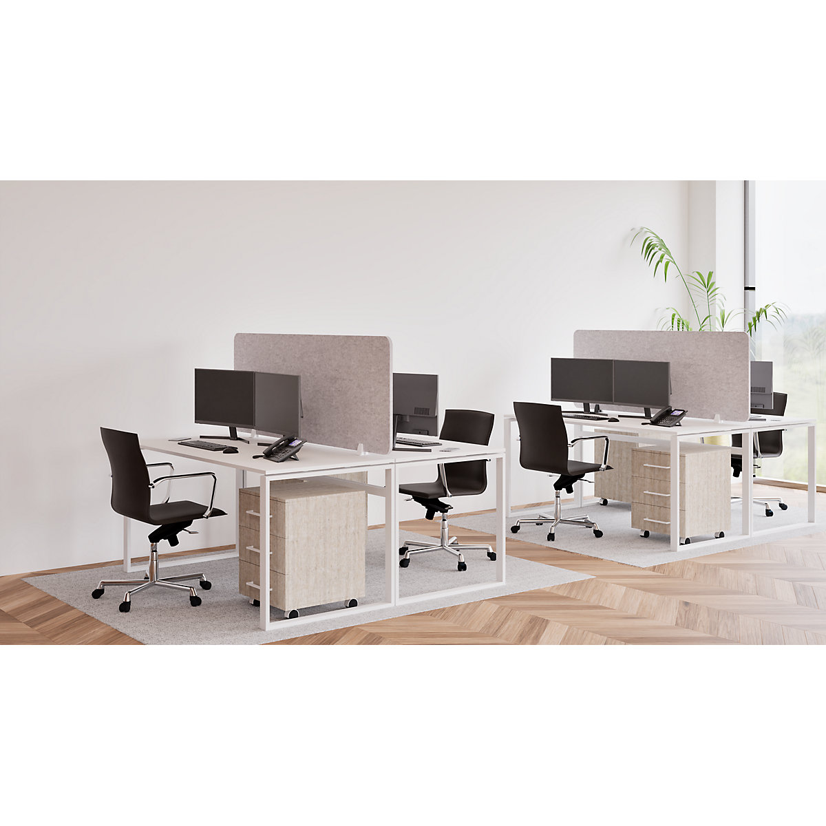 Parete divisoria fonoassorbente per scrivania – eurokraft basic (Foto prodotto 3)-2