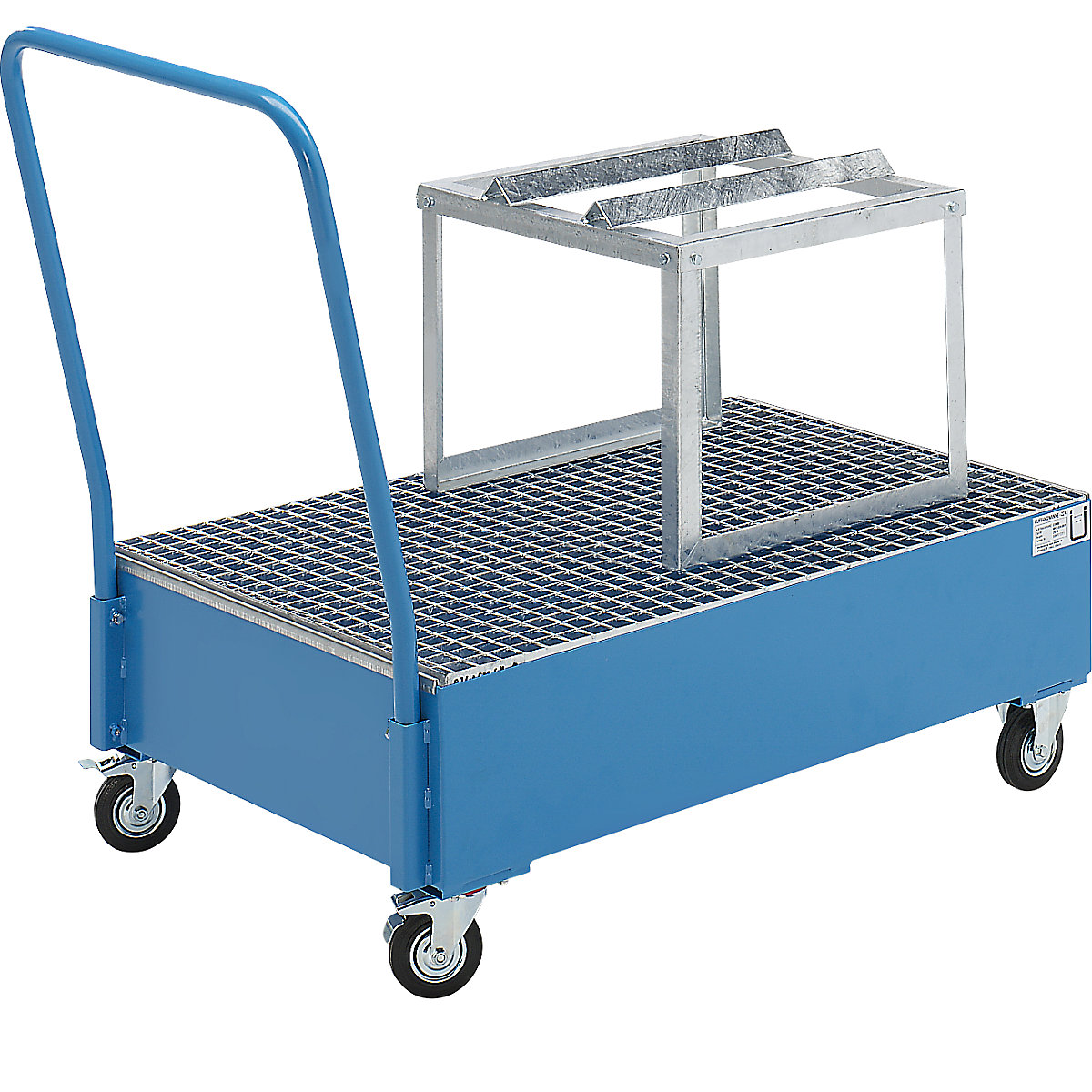 Fahrbare Auffangwanne aus Stahlblech, liegende Fässer eurokraft basic