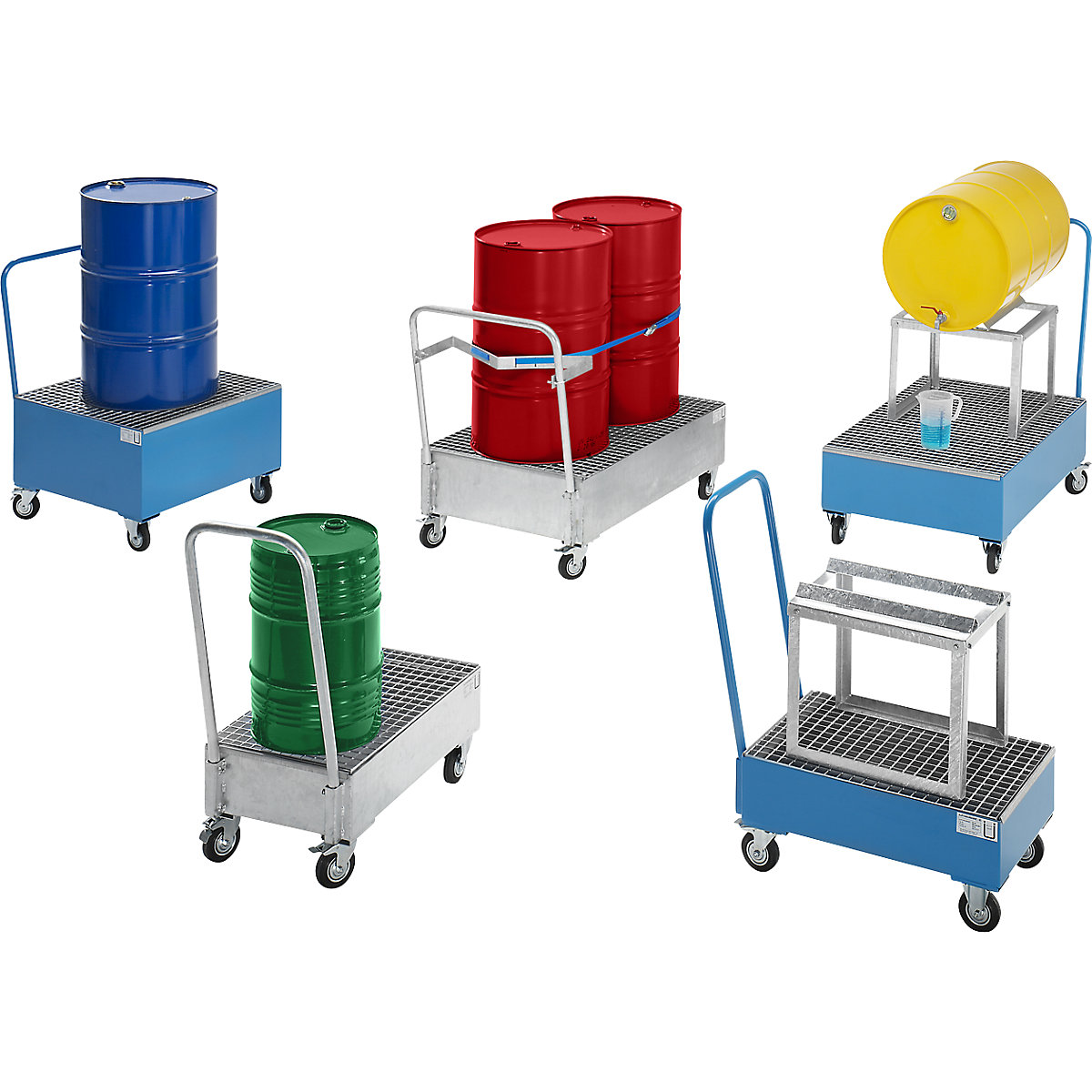 Fahrbare Auffangwanne aus Stahlblech, liegende Fässer eurokraft basic (Produktabbildung 2)-1