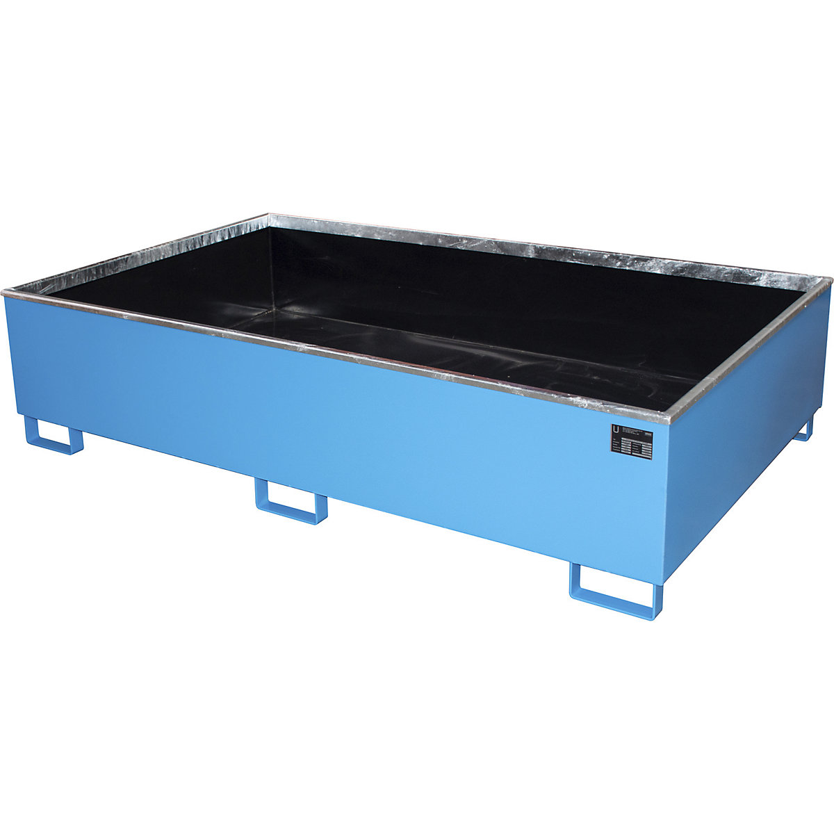 Regal-Bodenwanne mit PE-Einsatz eurokraft pro, 1000 l Auffangvolumen, LxBxH 2165 x 1315 x 510 mm, blau-31