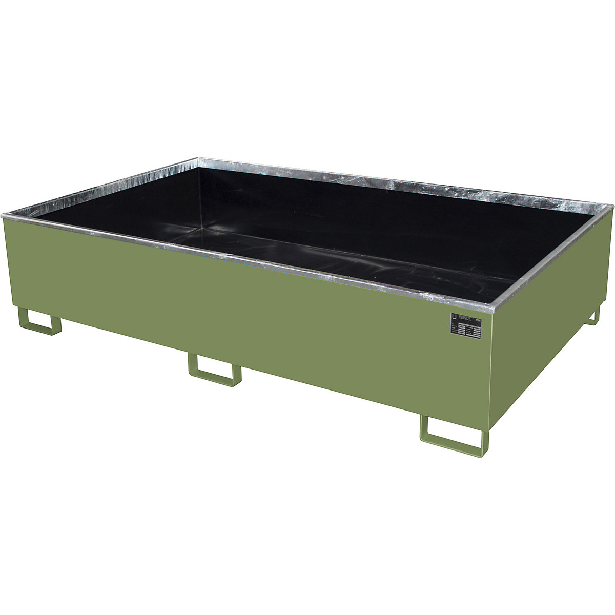 Regal-Bodenwanne mit PE-Einsatz eurokraft pro, 1000 l Auffangvolumen, LxBxH 2165 x 1315 x 510 mm, grün-52