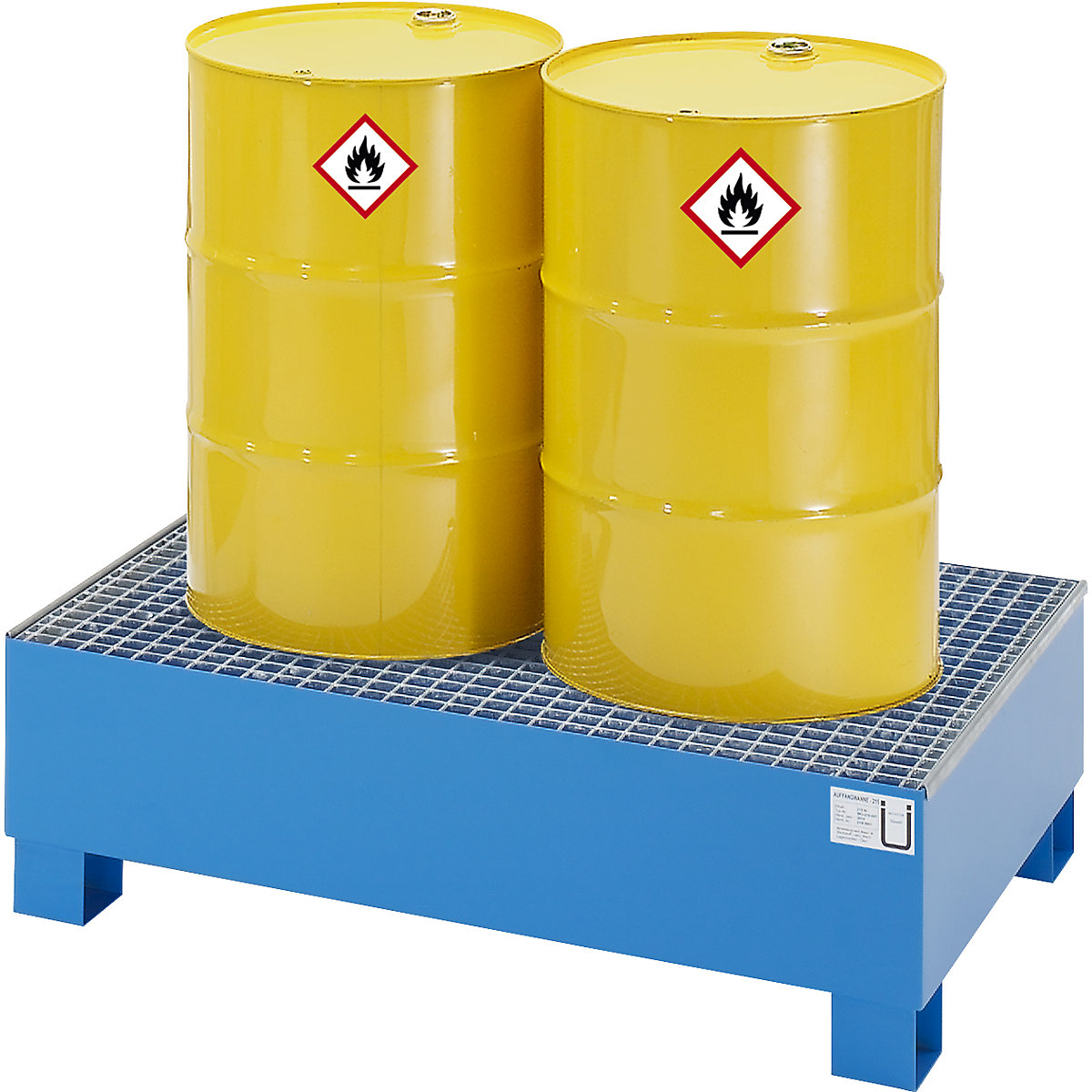 Stahl-Auffangwanne für 200-l-Fässer, mit Zulassung eurokraft basic (Produktabbildung 2)-1