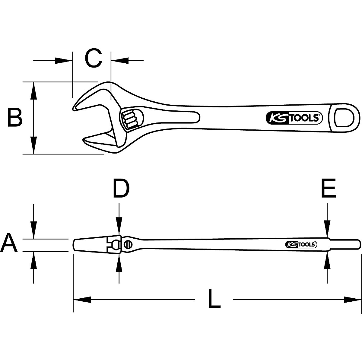 Cheie franceză reglabilă – KS Tools (Imagine produs 3)-2