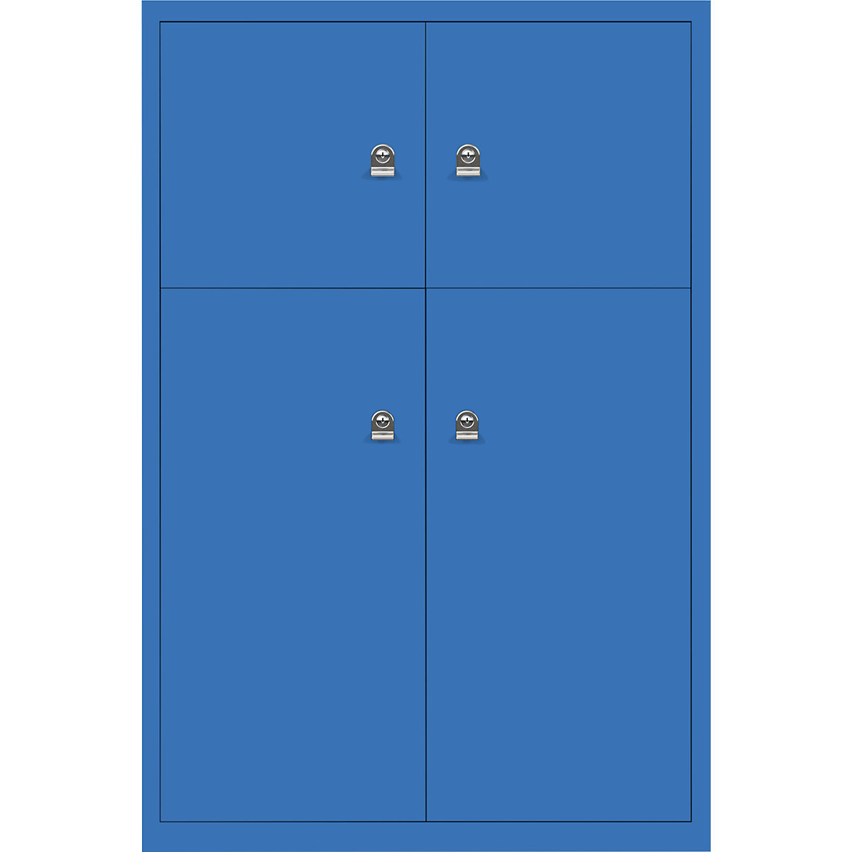 Ormar LateralFile™ Lodge – BISLEY, s 4 pretinca sa zaključavanjem, visina 2 x 375 mm, 2 x 755 mm, u plavoj boji-1