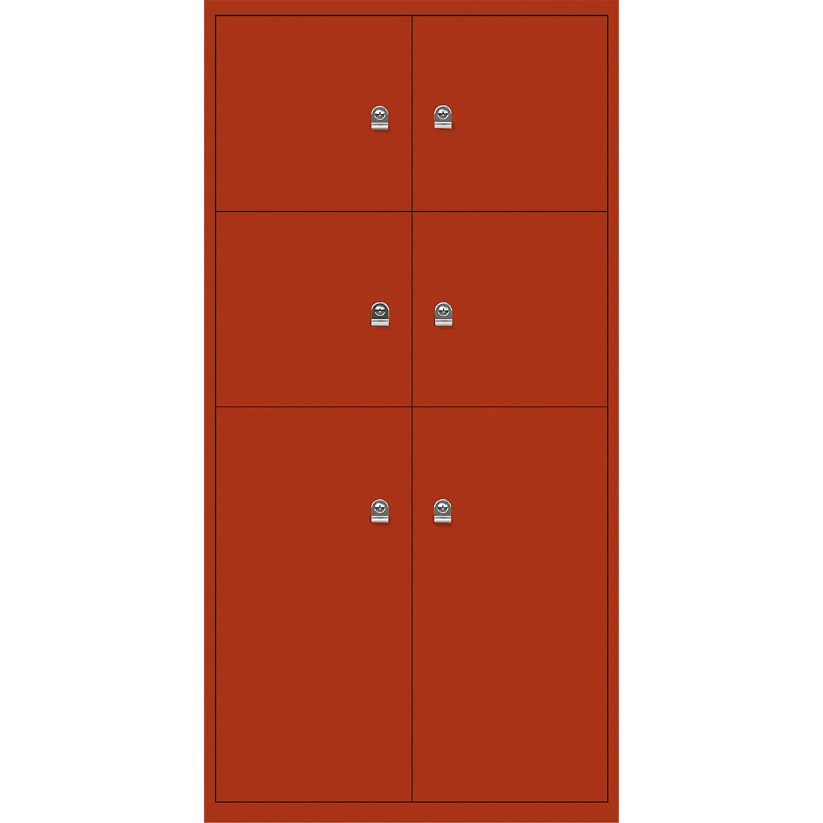 Ormar LateralFile™ Lodge – BISLEY, sa 6 pretinaca sa zaključavanjem, visina 4 x 375 mm, 2 x 755 mm, u sevilja crvenoj boji-4