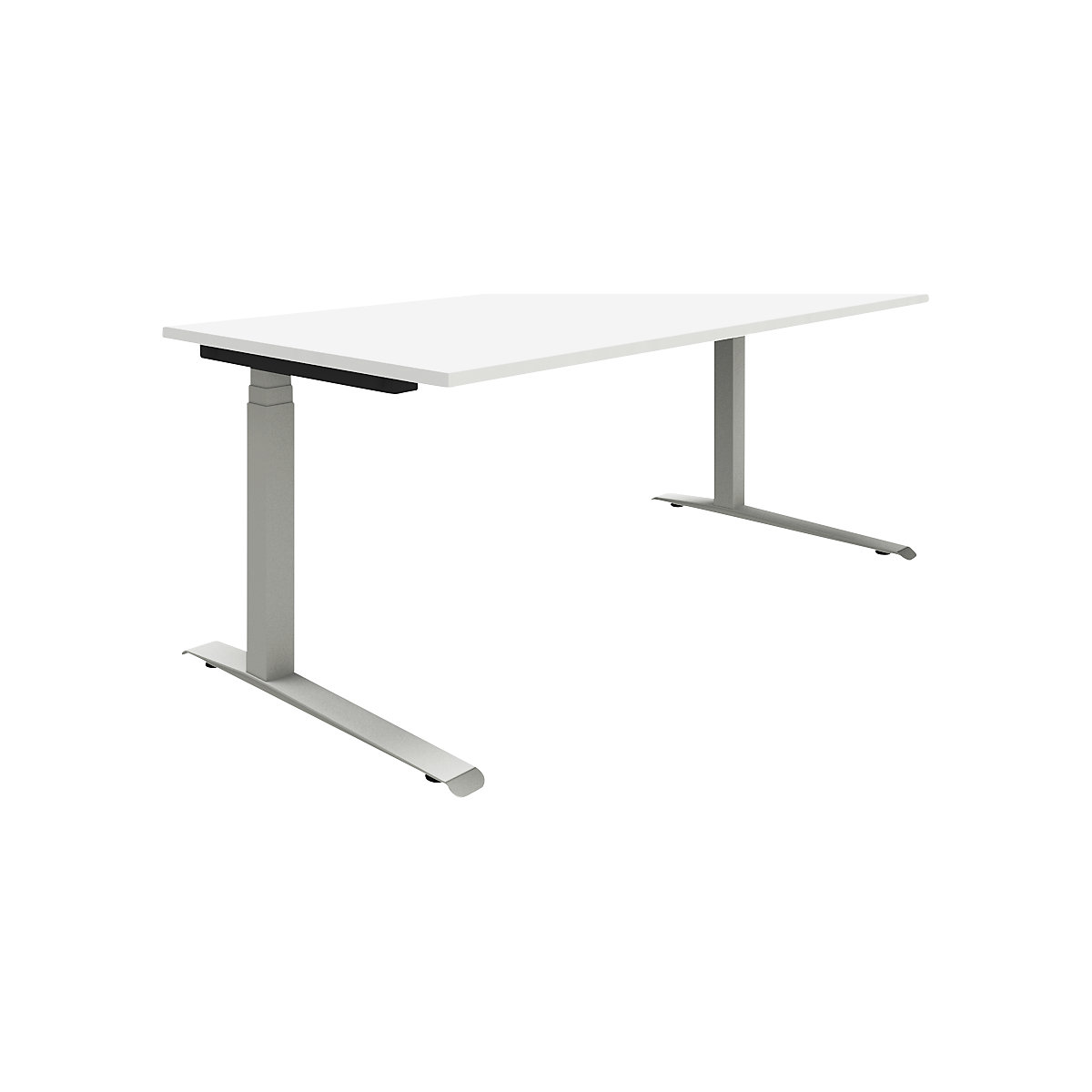 Pisaći stol, u bijeloj / aluminij srebrnoj boji P12 – eurokraft pro, postolje u obliku slova C, s mogućnošću električnog namještanja visine, ŠxD 1600 x 800 mm-0
