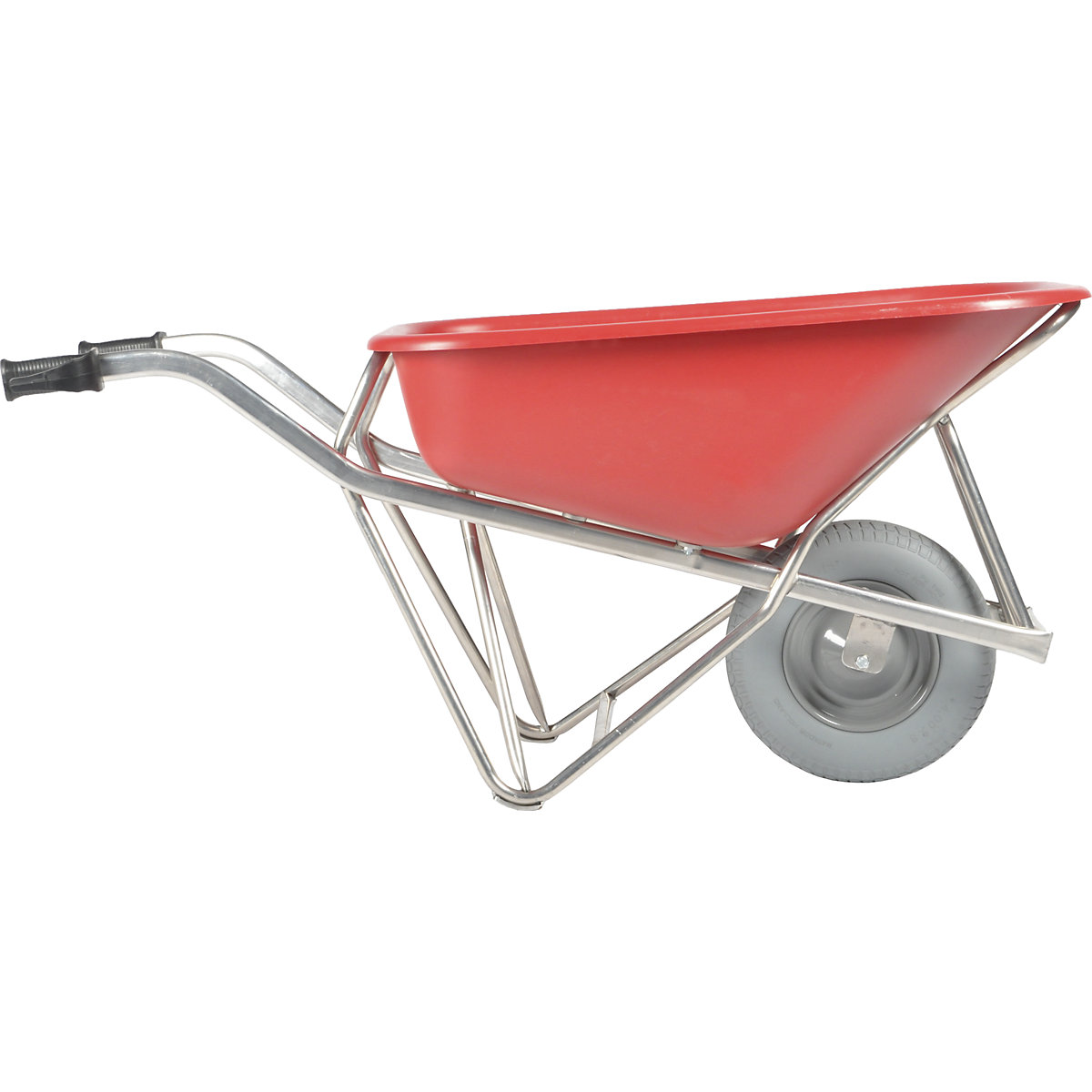 Taczka Profi-Max Plus – MATADOR, z aluminium, 90 l, czerwona niecka z HDPE, ogumienie odporne na przebicie-0