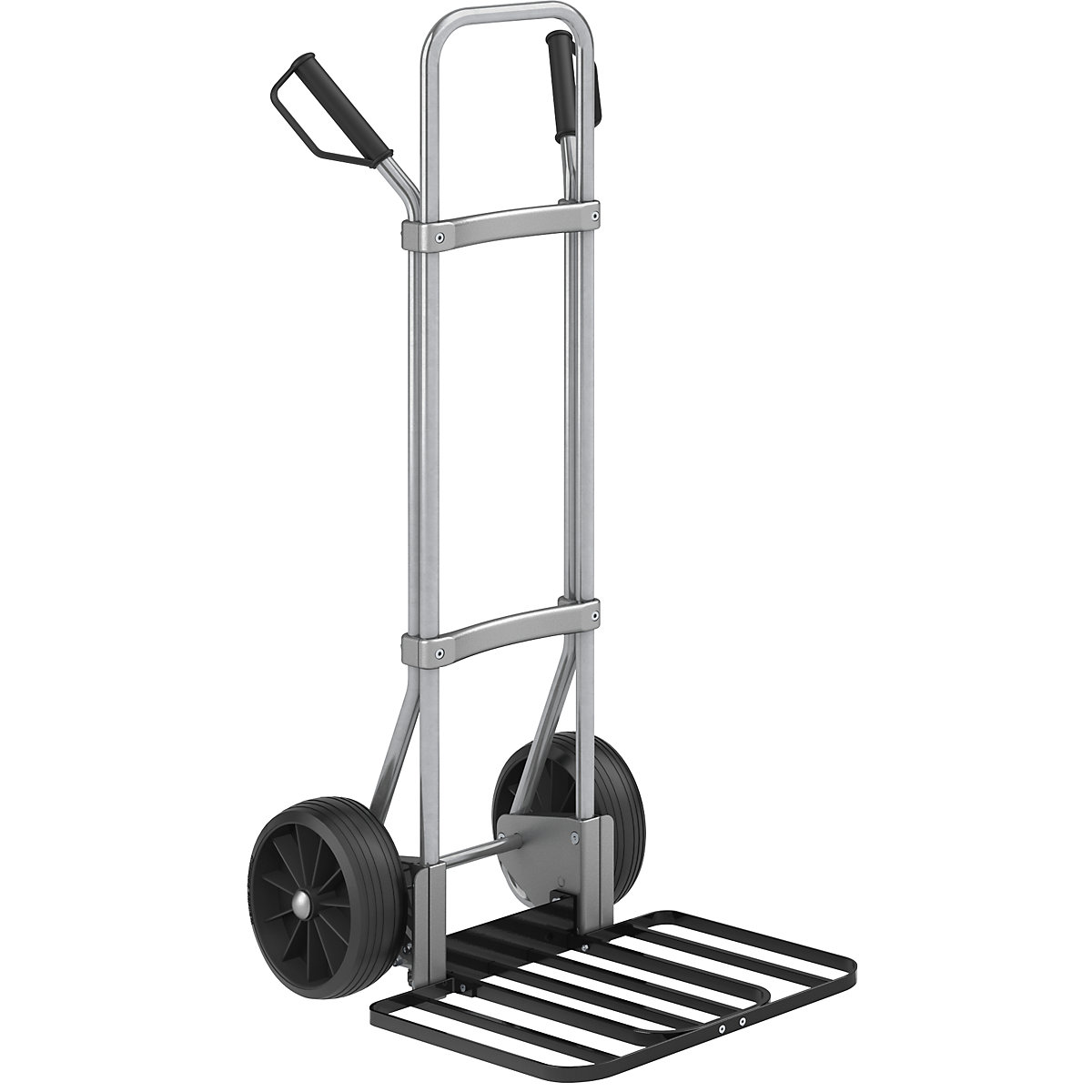 Taczka transportowa, ocynkowana – eurokraft pro, szer. x głęb. szufli na paczki 430 x 450 mm, czarna, ogumienie pełne-0