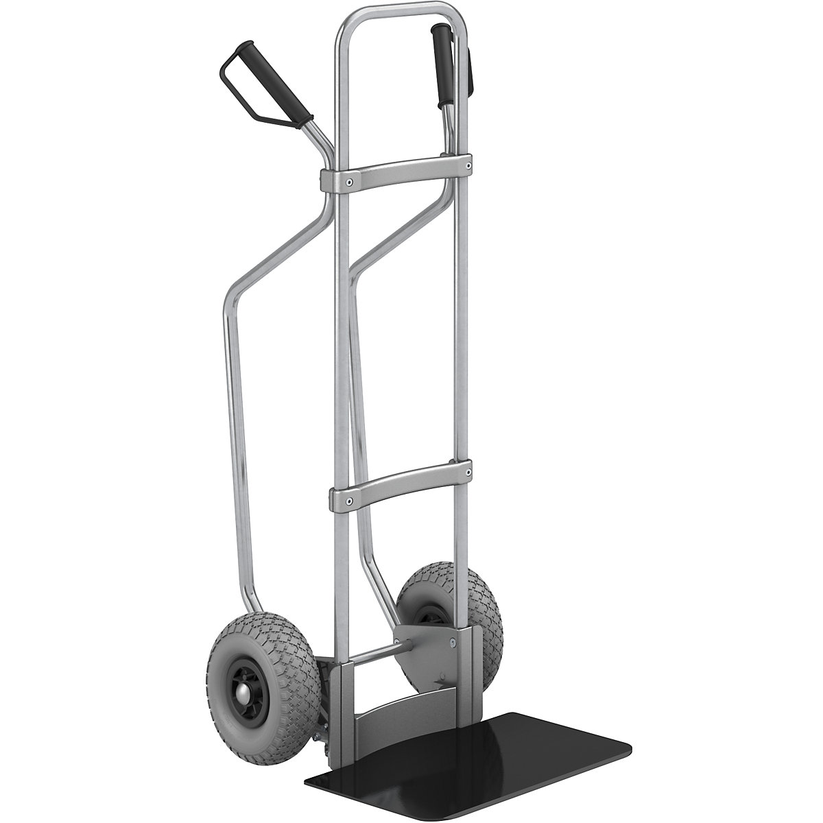 Taczka transportowa z płozami, ocynkowana – eurokraft pro, szer. x głęb. szufli 450 x 350 mm, czarna, ogumienie z PU-0