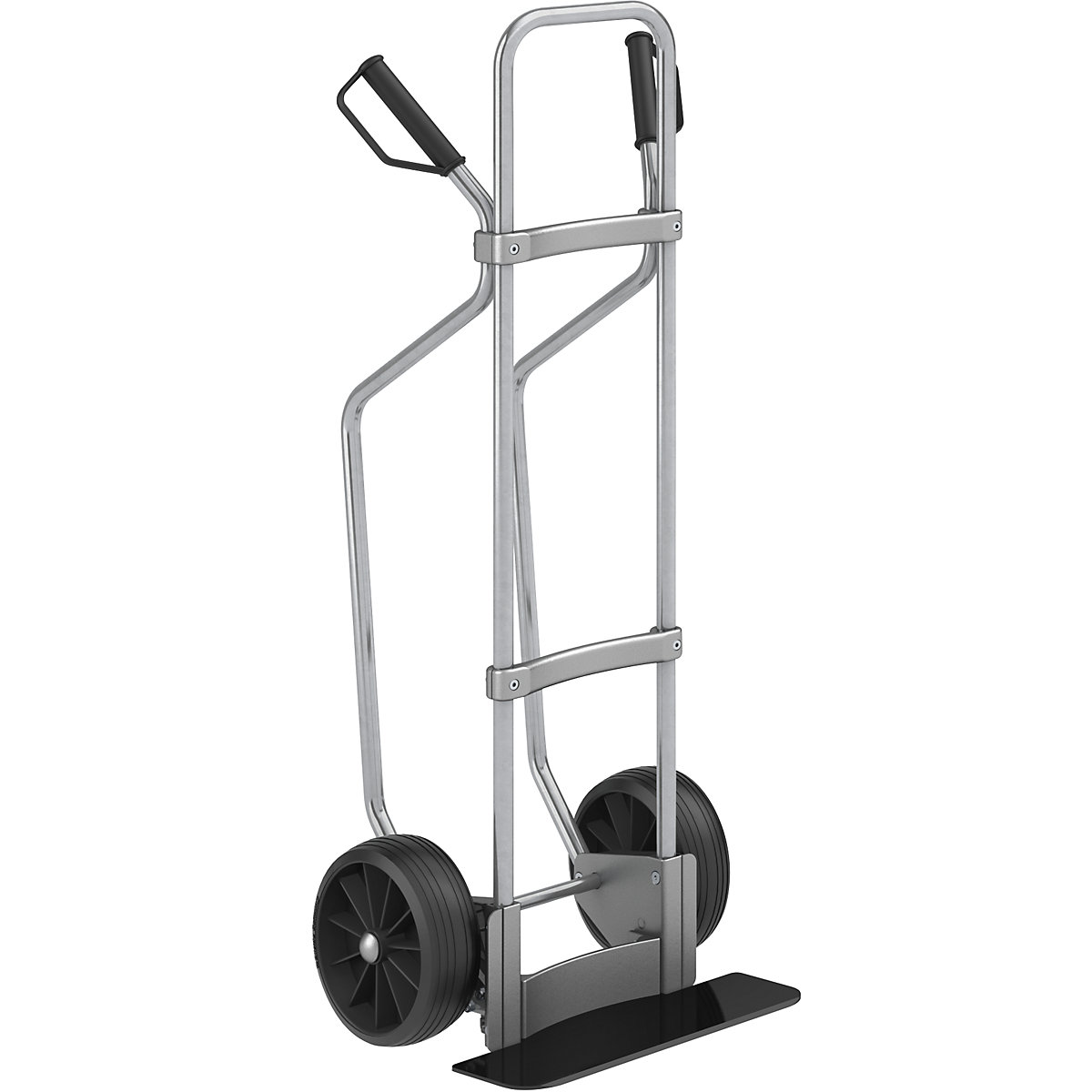 Taczka transportowa z płozami, ocynkowana – eurokraft pro, szer. x głęb. szufli 450 x 160 mm, czarna, ogumienie pełne-0