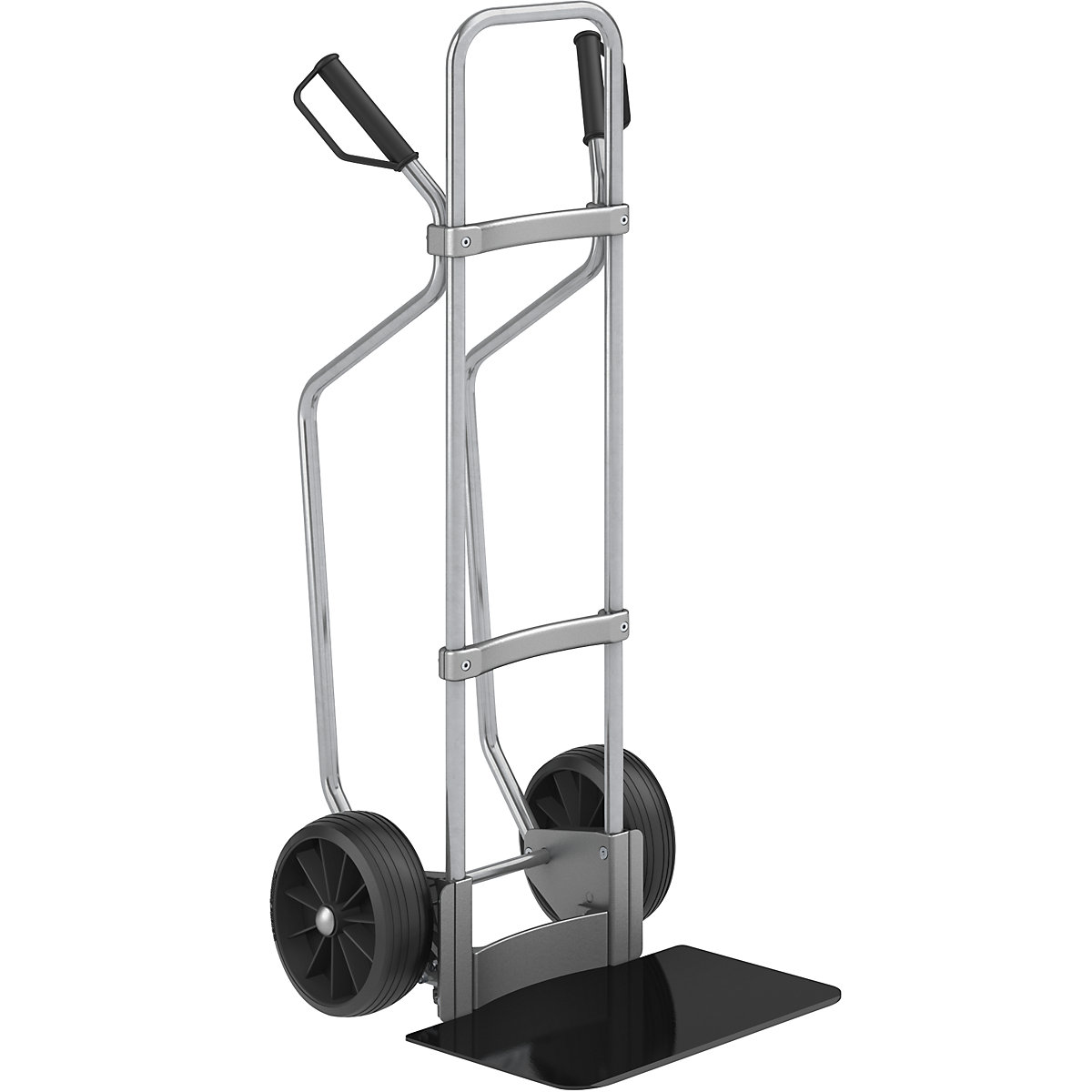 Taczka transportowa z płozami, ocynkowana – eurokraft pro, szer. x głęb. szufli 450 x 350 mm, czarna, ogumienie pełne-0