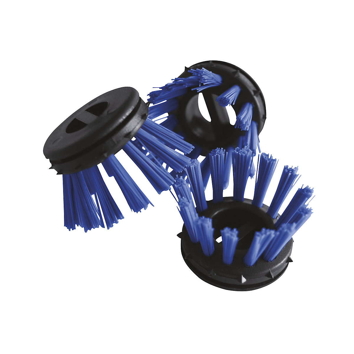 Perie rotundă pentru covorașe inelare din cauciuc – Miltex, plastic, amb. 10 buc., negru/albastru-0