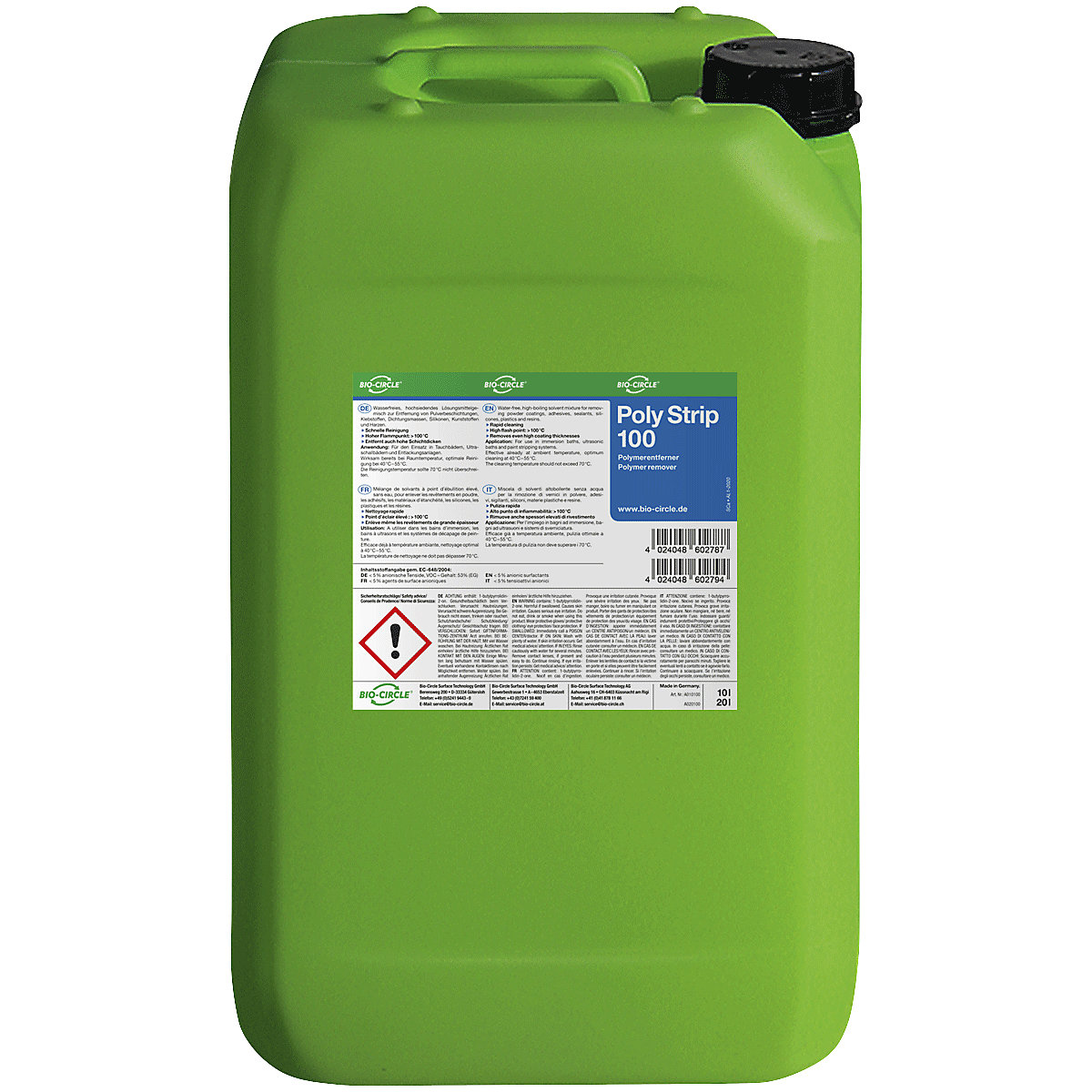 Detergente de limpeza universal Poly Strip 100 – Bio-Circle, em vasilha de plástico, volume 20 l-0
