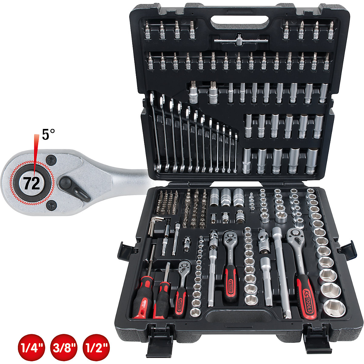 Set di chiavi a bussola 1/4'' + 3/8'' + 1/2'' – KS Tools (Foto prodotto 4)-3