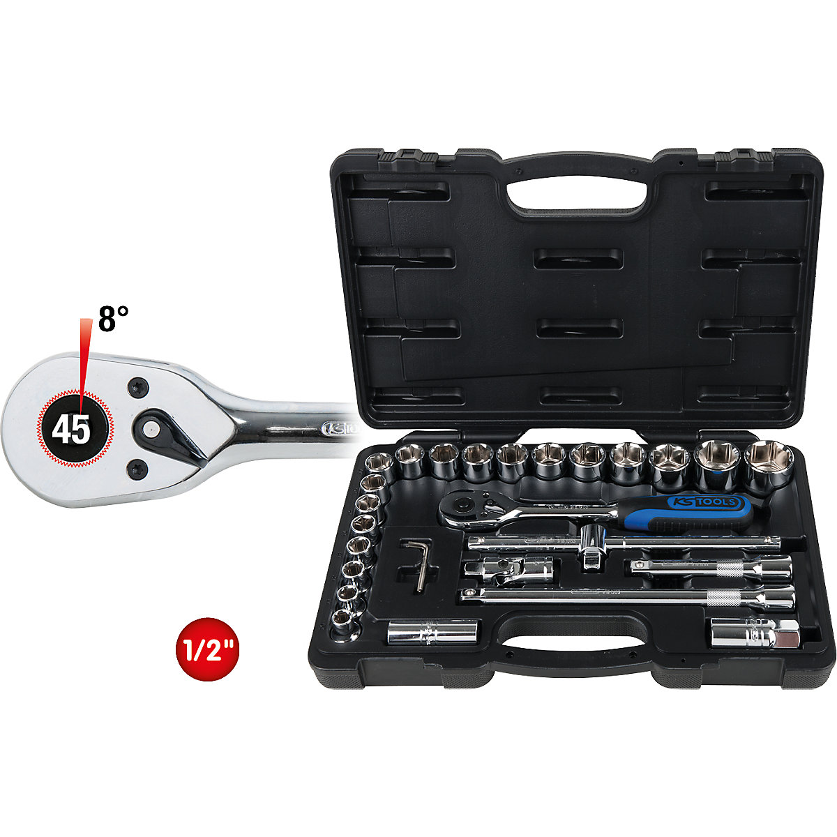 Set di chiavi a bussola da 1/2'' CHROMEplus – KS Tools (Foto prodotto 2)-1