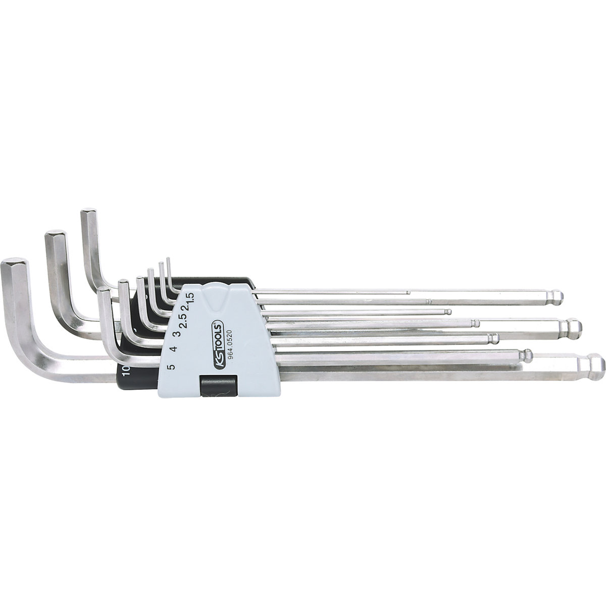 Set di chiavi a brugola in acciaio inox XL – KS Tools, esagonali con testa sferica, 9 pezzi-0