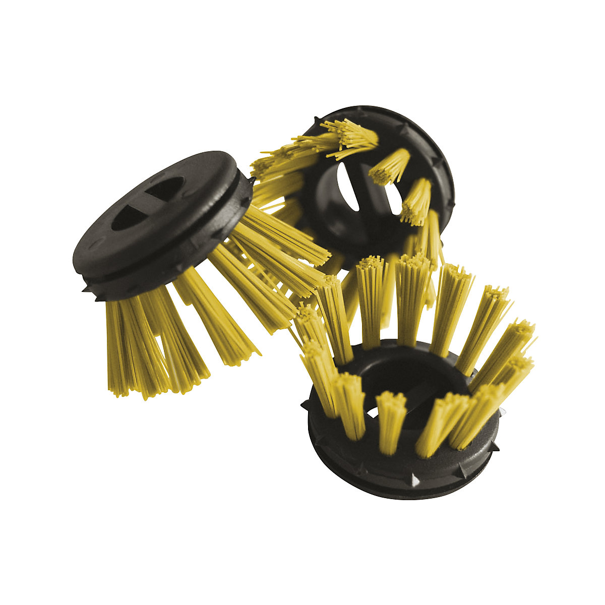 Spazzola rotonda per stuoie in gomma ad anelli – Miltex, plastica, conf. da 10 pz., nero/giallo-0