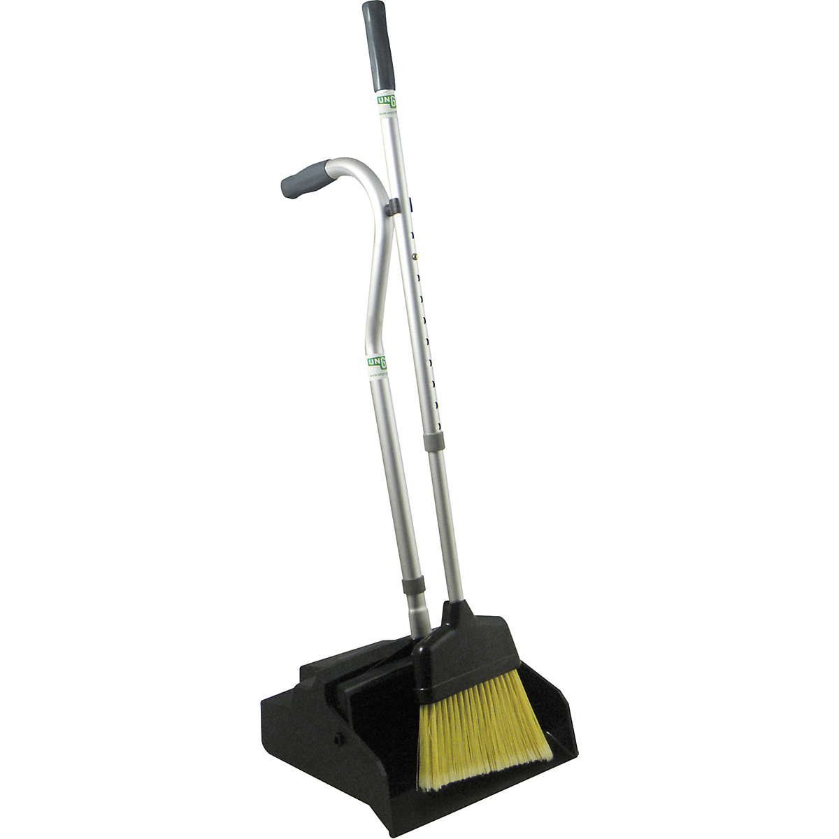 Juego de barrido, pala con escoba – Unger, con mango telescópico, 920 – 1170 mm, plateado / negro-0