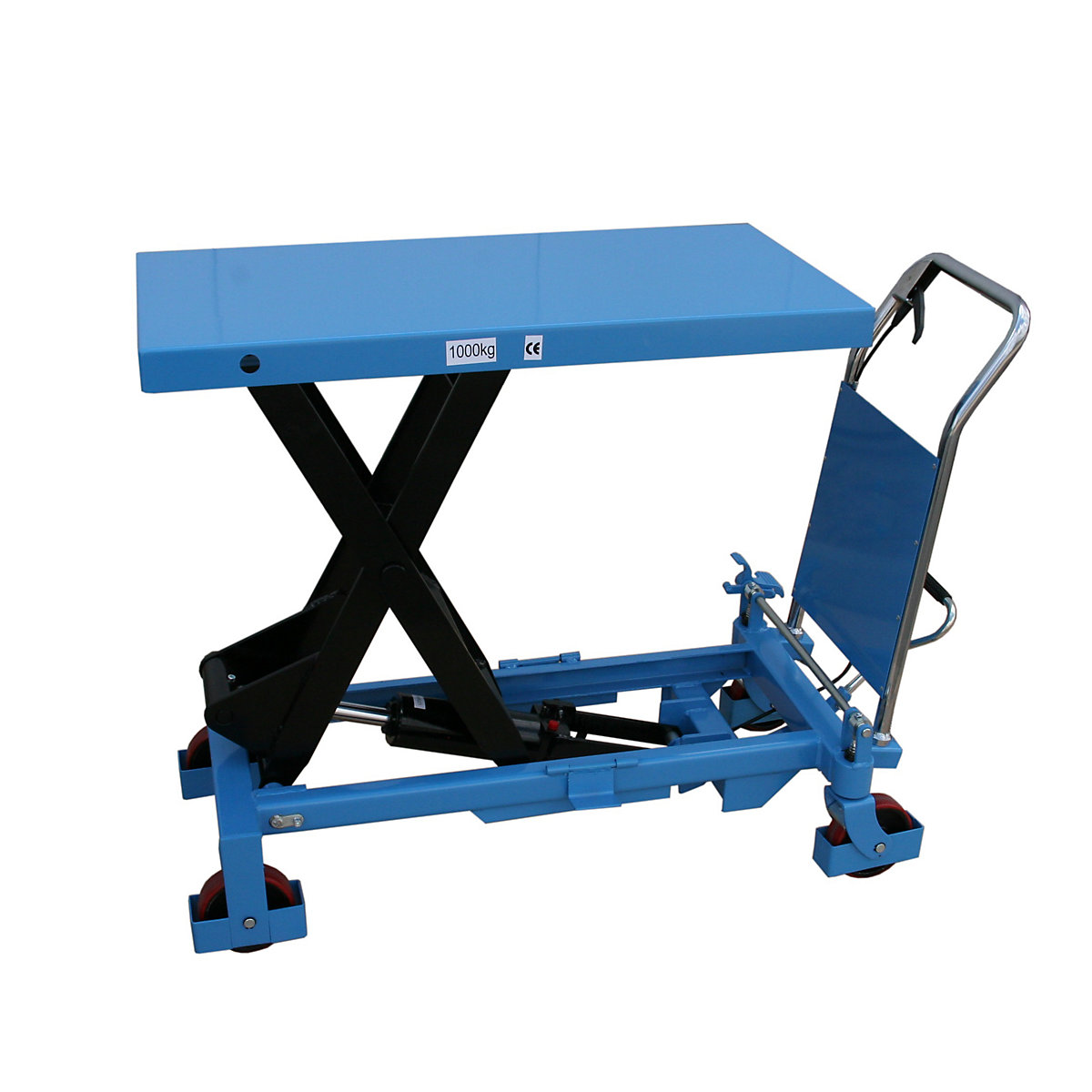 Cărucior cu platformă de ridicare, cu mâner fix, capacitate portantă 1000 kg-0