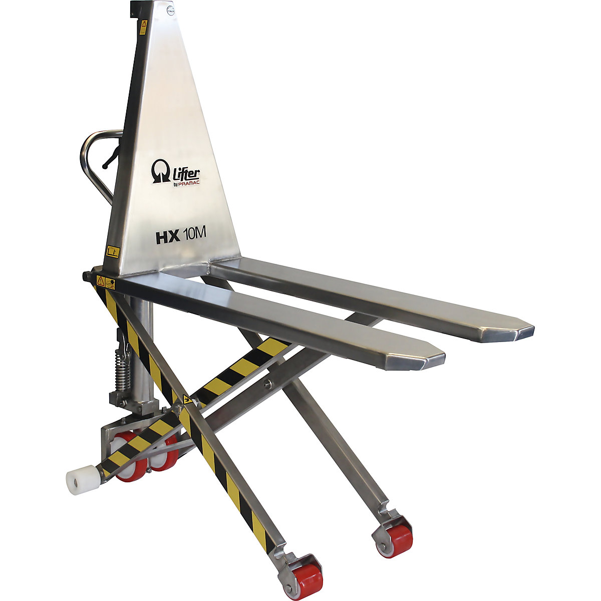 Cărucior elevator cu furci tip foarfece, din inox – Pramac (Imagine produs 2)-1