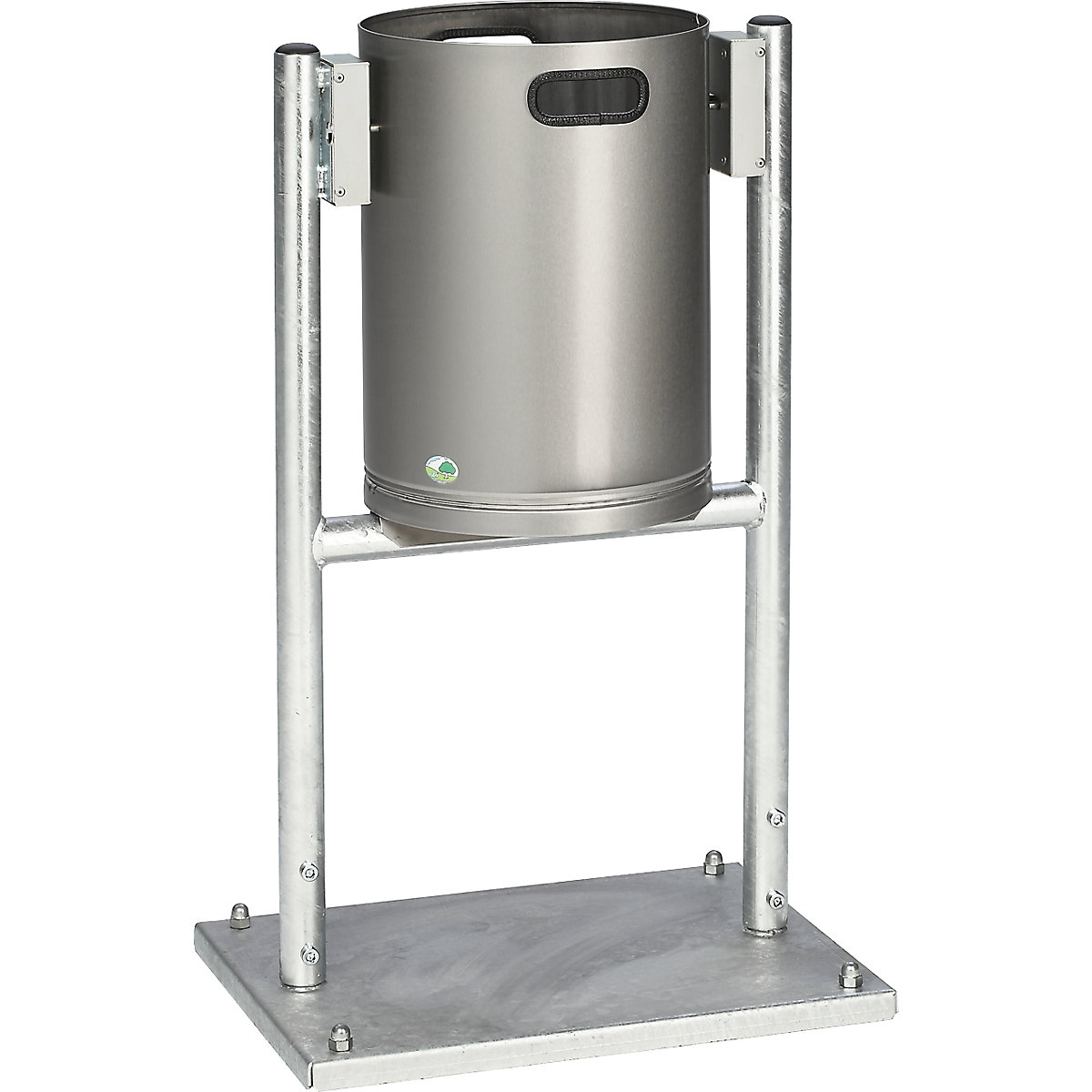 Venkovní nádoby na odpad, 30 l, ušlechtilá ocel – VAR, objem 30 l, š x h 490 x 400 mm, s trubkovým rámem, bez stříšky-0