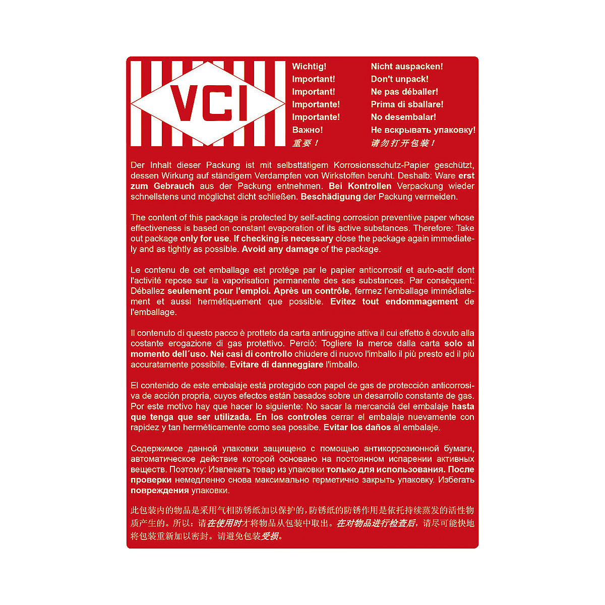 VCI-Warnetiketten, mehrsprachig ratioform (Produktabbildung 2)-1