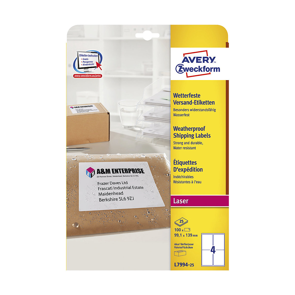 Wetterfeste Versandetiketten