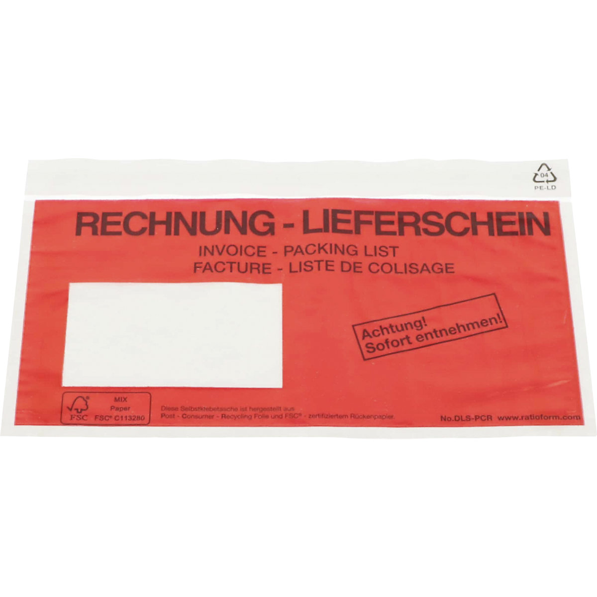 Recycling-Dokumententaschen, Aufdruck Lieferschein – Rechnung, VE 250 Stk, LxB 240 x 140 mm-1