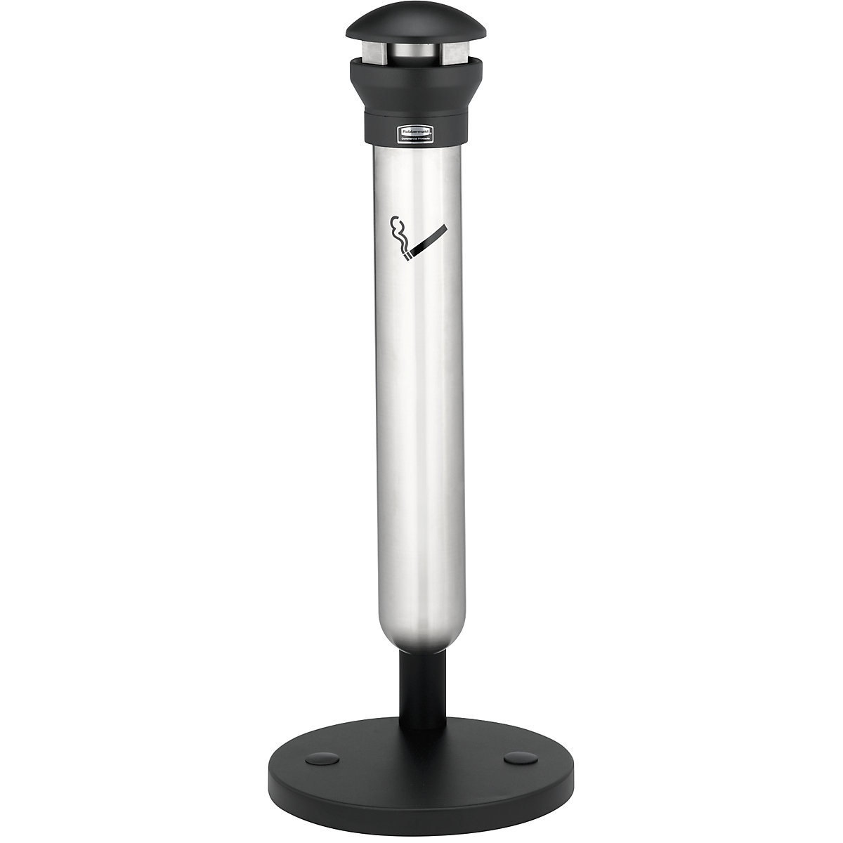 Moderný stojaci popolník z ušľachtilej ocele – Rubbermaid, objem 4,9 l, strieborná/čierna-0