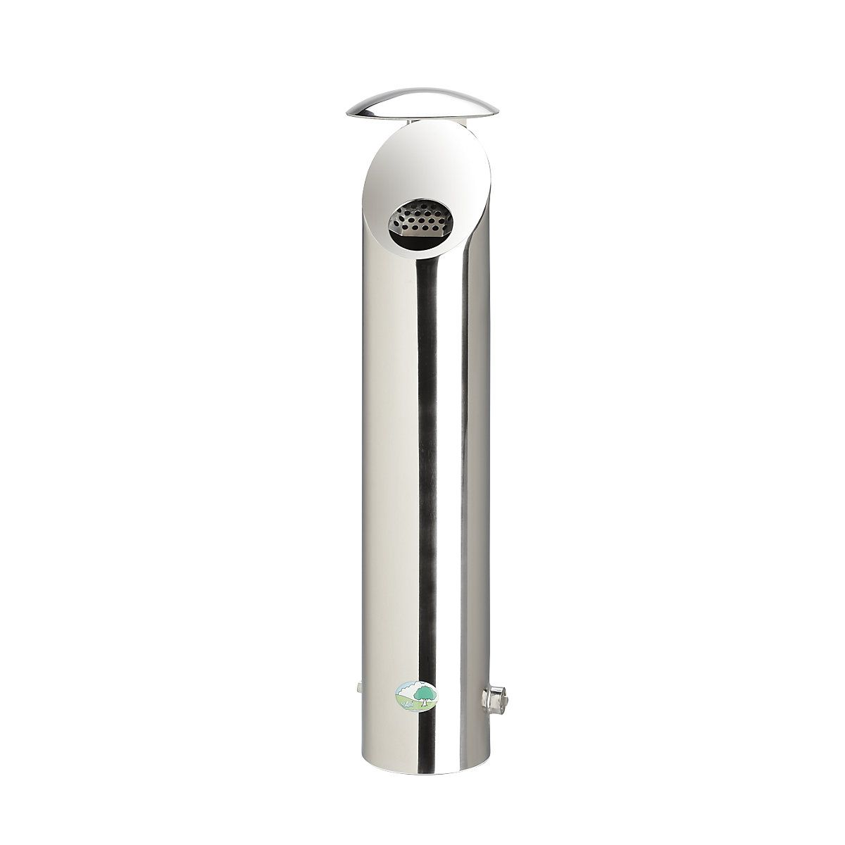 Nástenné popolníky z ušľachtilej ocele, uzamykateľné – VAR, 2,5 l, v x Ø 530 x 180 mm, leštený-0