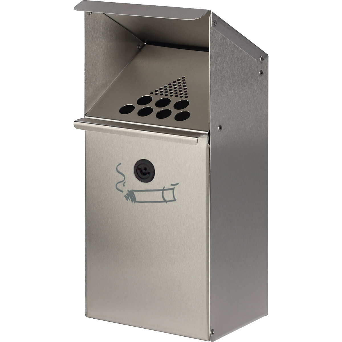 Nástenný popolník z ušľachtilej ocele – VAR, objem 3,7 l, uzamykateľné, v x š x h 410 x 180 x 150 mm-0