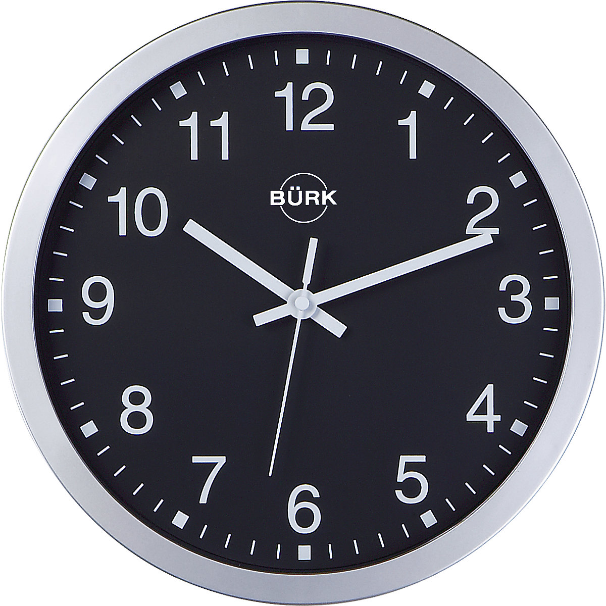 Nástěnné hodiny z plastu ABS, stříbrné, Ø 300 mm