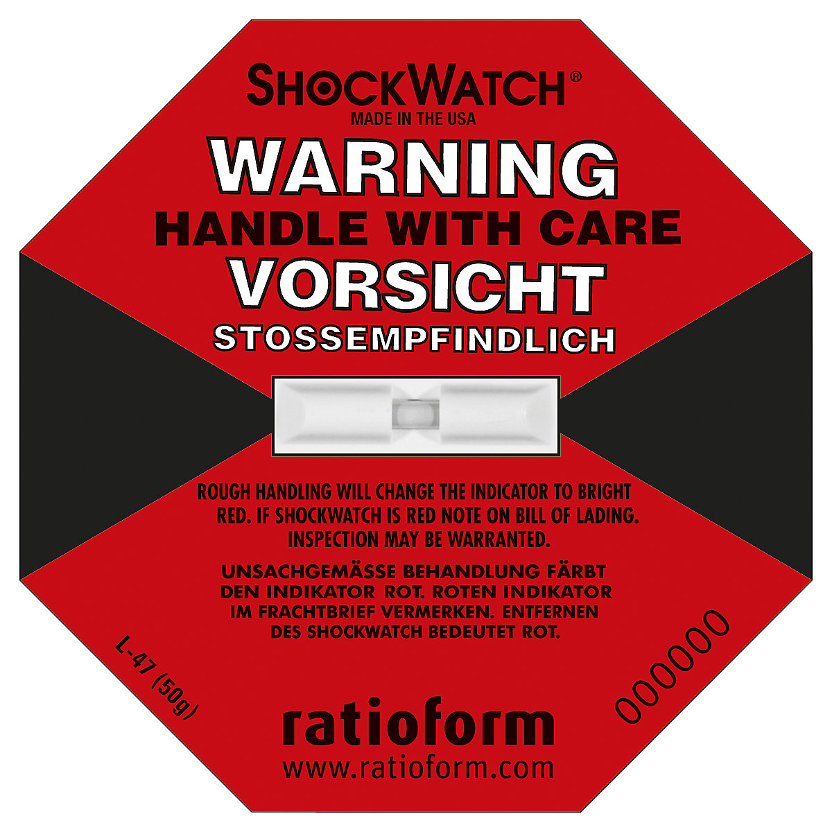 Shockwatch® Präzisionsindikator, VE 50 Stk