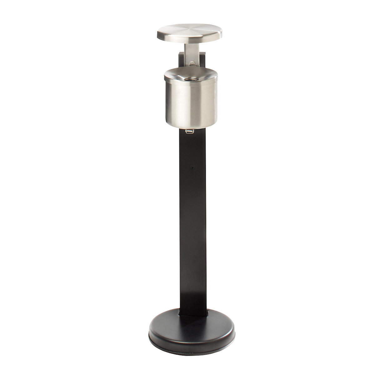 Safety pedestal ashtray with hood