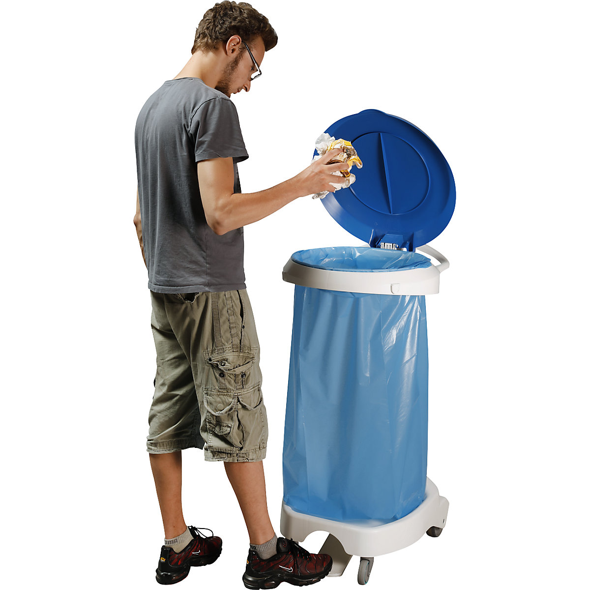 Pedal operated waste sack stand with castors (Product illustration 3)-2