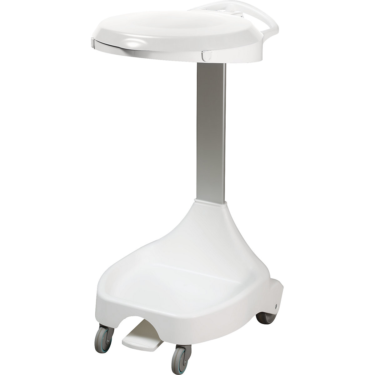 Pedal operated waste sack stand with castors