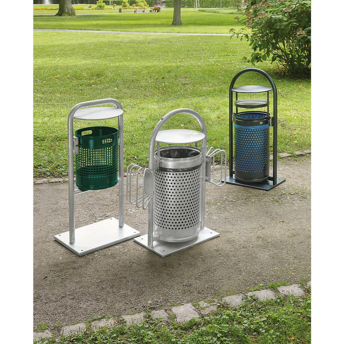 Outdoor waste collector, 30 l, stainless steel – VAR (Product illustration 2)-1