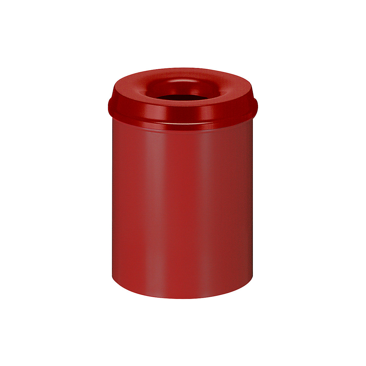 Safety waste paper bin, steel, self-extinguishing, capacity 15 l, HxØ 360 x 255 mm, body red / extinguishing lid red-0