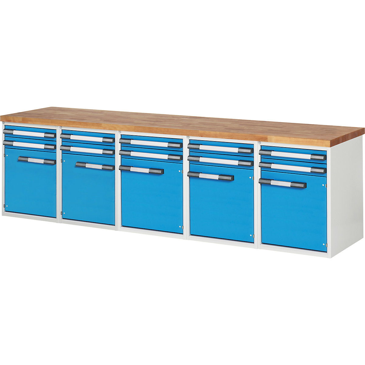 Werkbank, Baukastensystem Serie 7000 eurokraft pro, 10 Schubladen, 5 Türen, Tiefe 700 mm, Breite 3000 mm-0