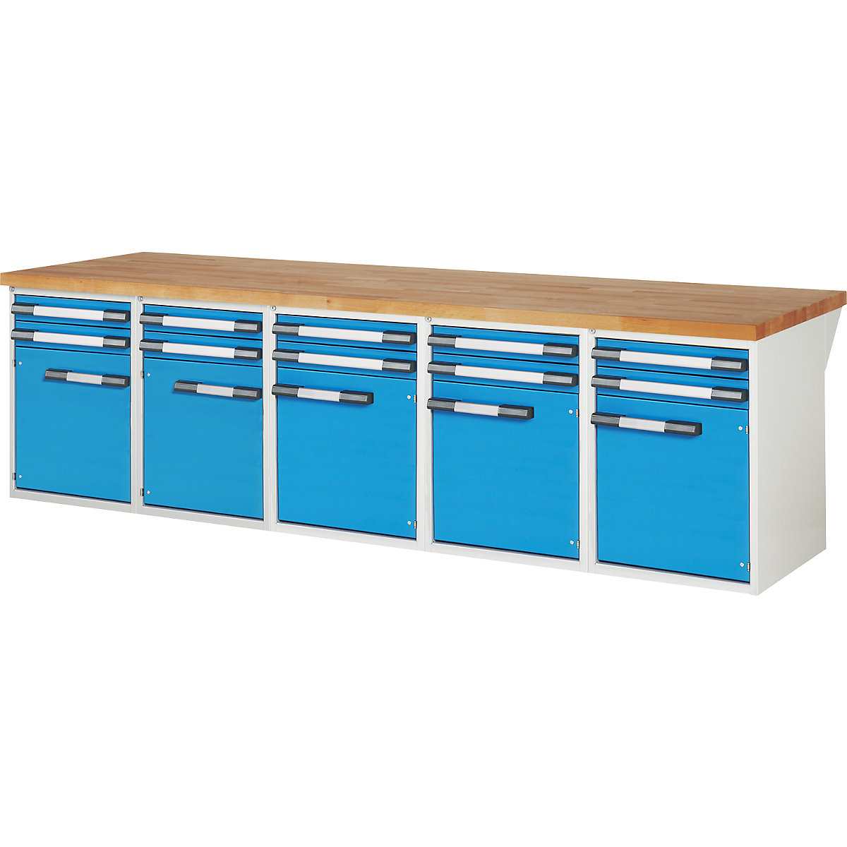 Werkbank, Baukastensystem Serie 7000 eurokraft pro, 10 Schubladen, 5 Türen, Tiefe 900 mm, Breite 3000 mm-0