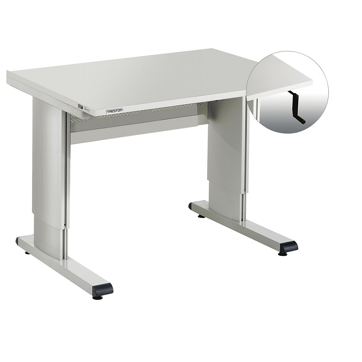 Werktafel WB – Treston, met handslinger, b x d = 1073 x 800 mm-0
