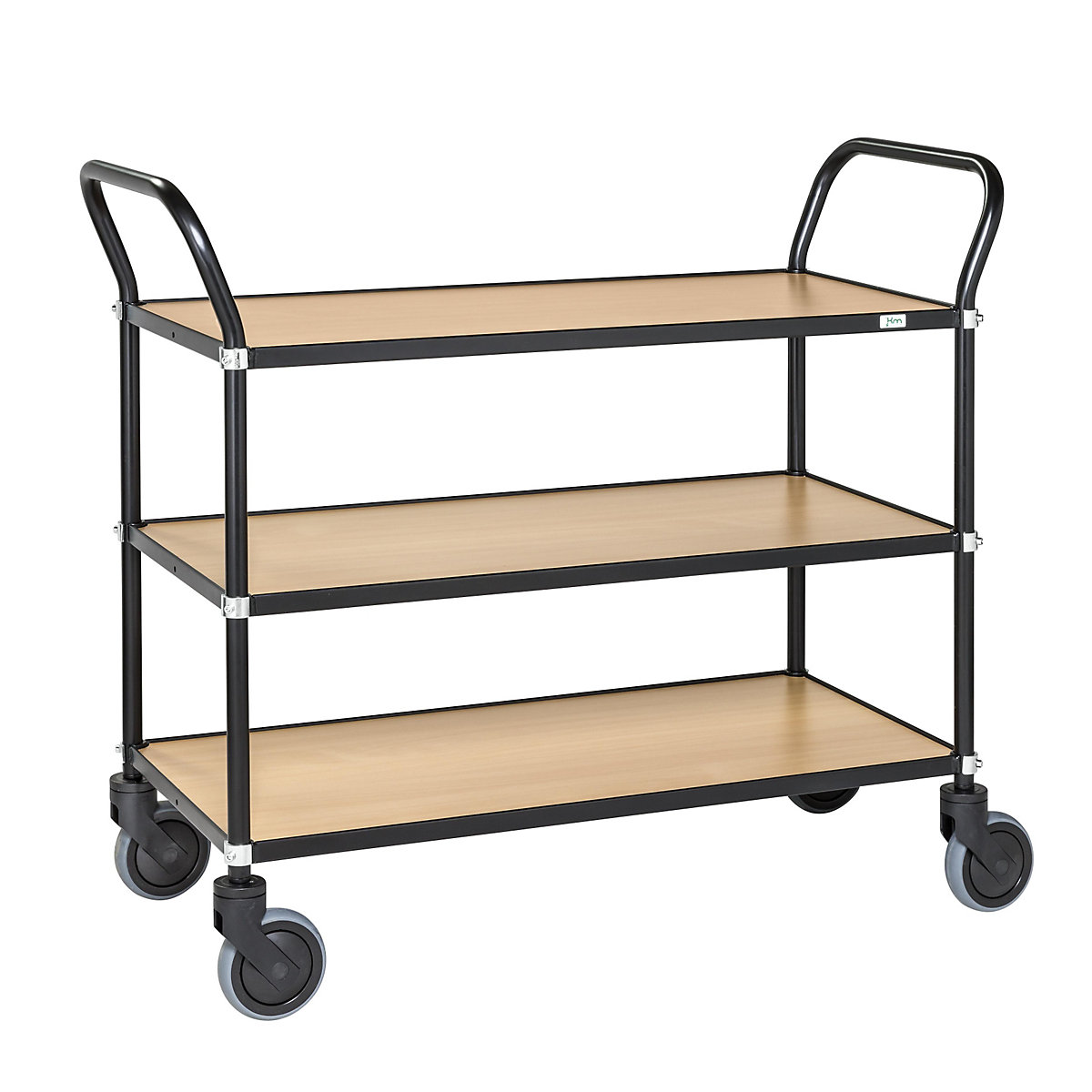Kongamek Design-Servierwagen, mit 3 Etagen, schwarz/Buche