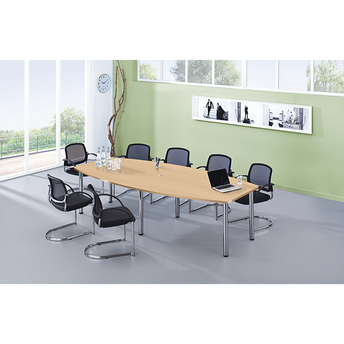 For 10 persons, tubular steel frame, chrome plated