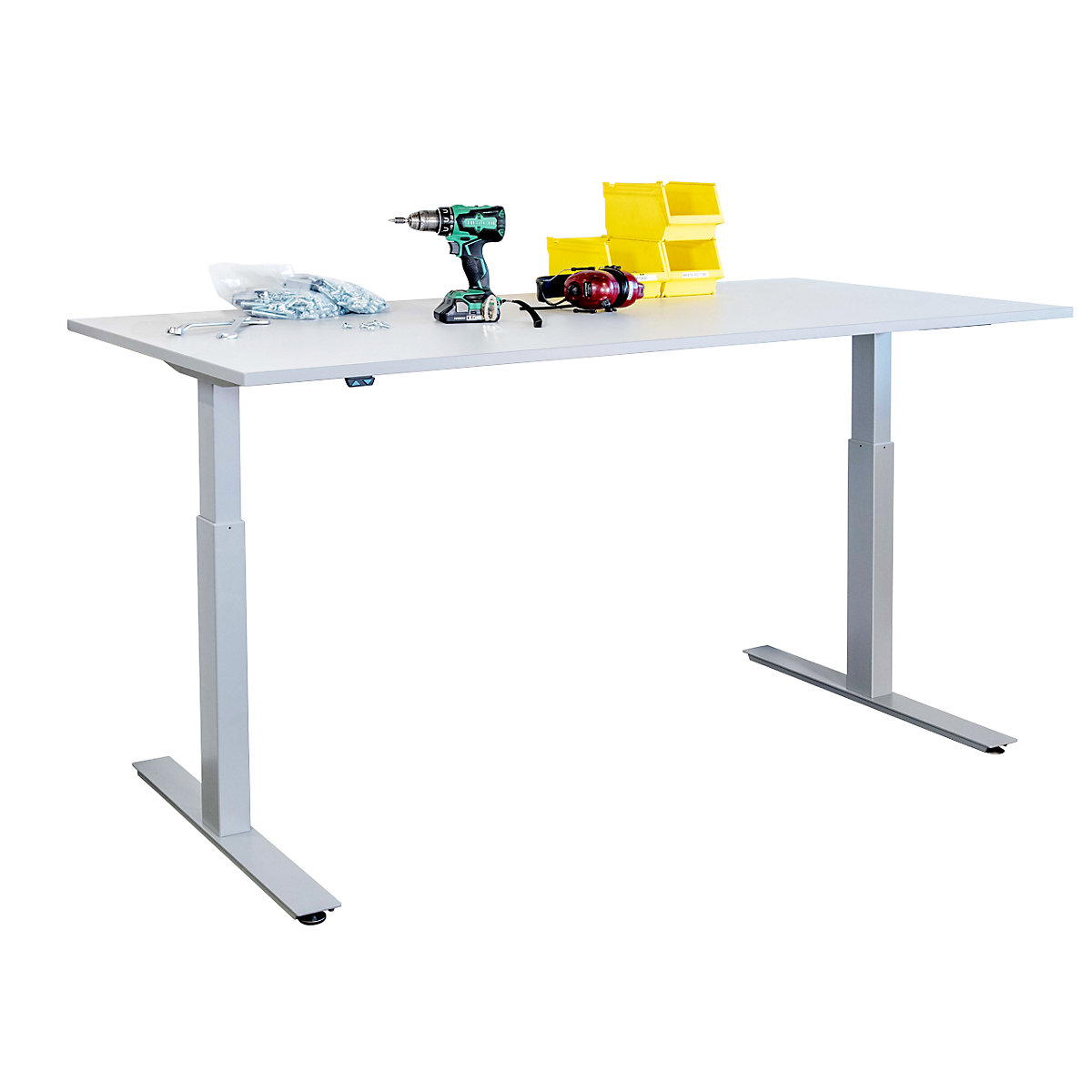 Work table, electric height adjustment – eurokraft basic, HPL tabletop, WxD 1600 x 800 mm-3